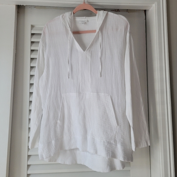 J jill- pure jill cotton-Gauze hooded jacket. - Picture 4 of 11